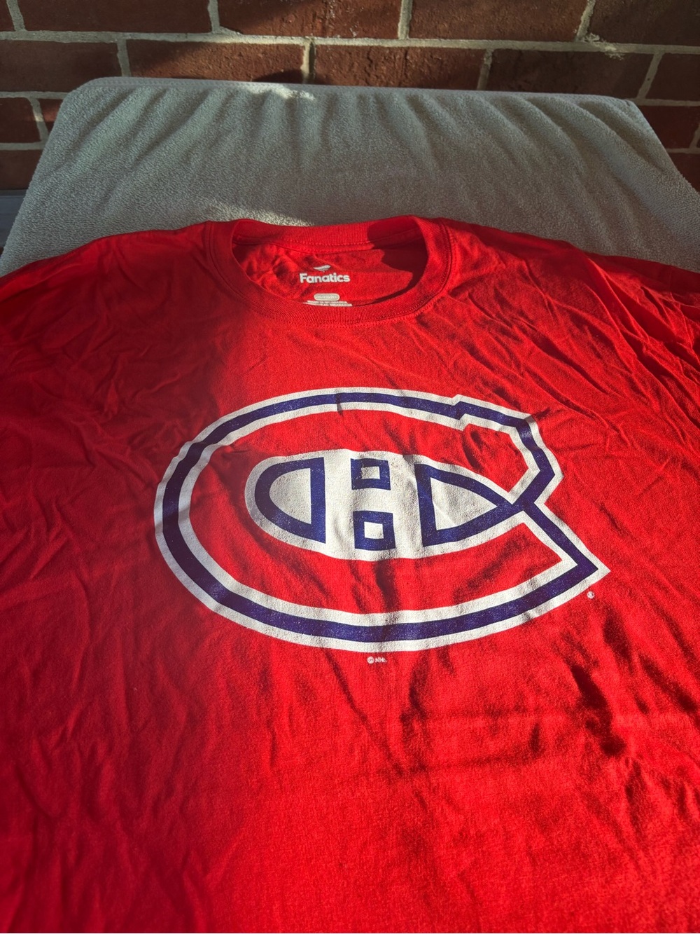 Fanatics Red Montreal Canadiens Logo Tee with White and Blue Crest